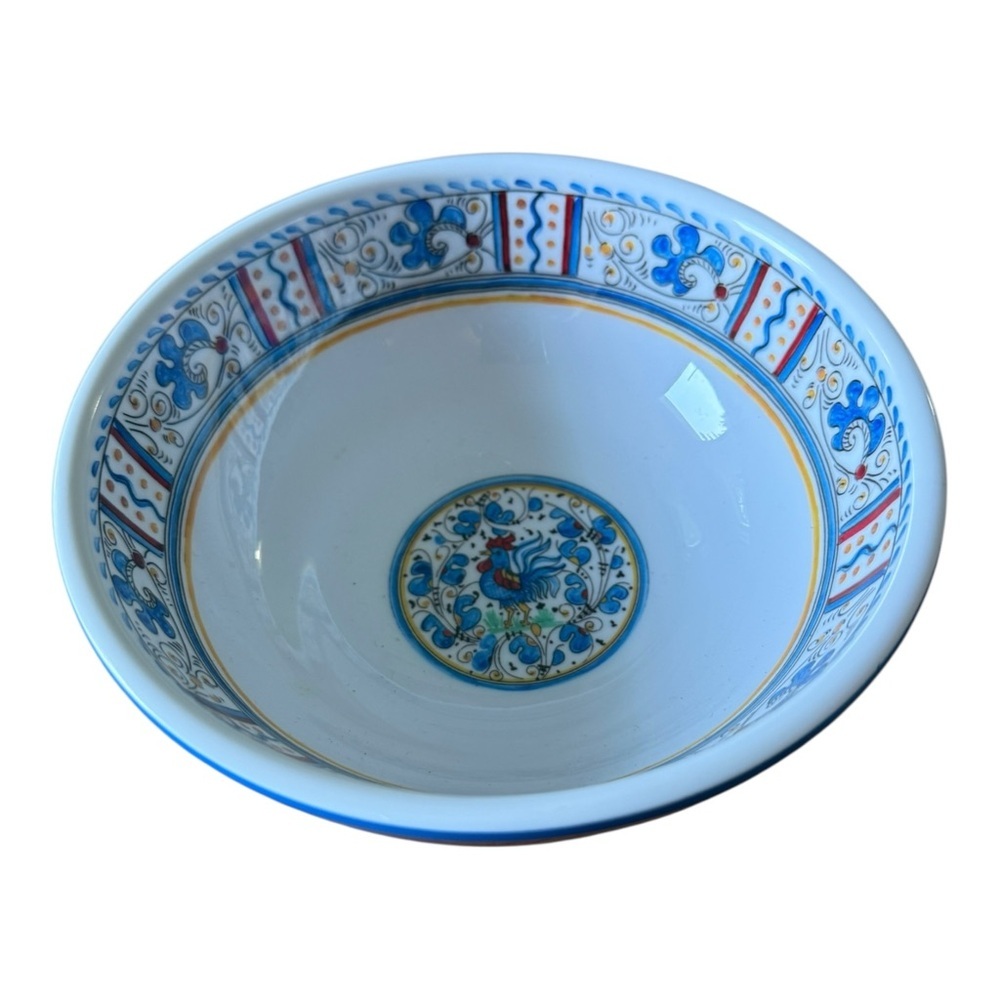Rooster Blue Salad Bowl by Le Cadeaux 6” Diameter
